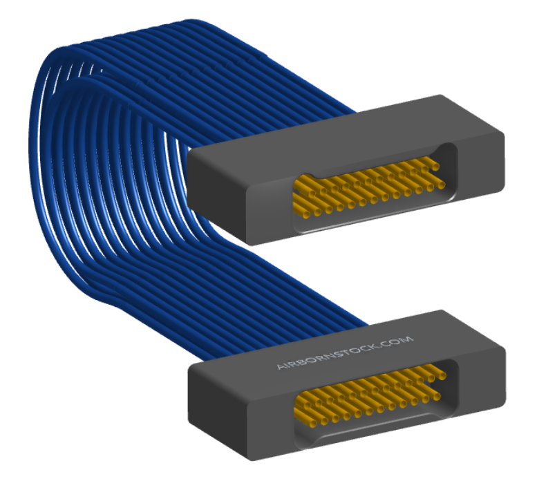 NM-2J4-025-SS1-00AA - Nano-miniature D-shaped I/O jumper cable with 2 rows and 25 contacts and no attachment hardware.