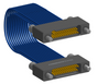 NM-2J4-025-SS1-JJAA - Nano-miniature D-shaped I/O jumper cable with 2 rows and 25 contacts and four turning jackscrews (2 per connector).