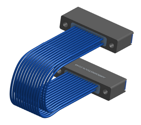 NM-2J5-025-SS1-TTAA - Nano-miniature D-shaped I/O jumper cable with 2 rows and 25 contacts and four threaded holes (2 per connector).