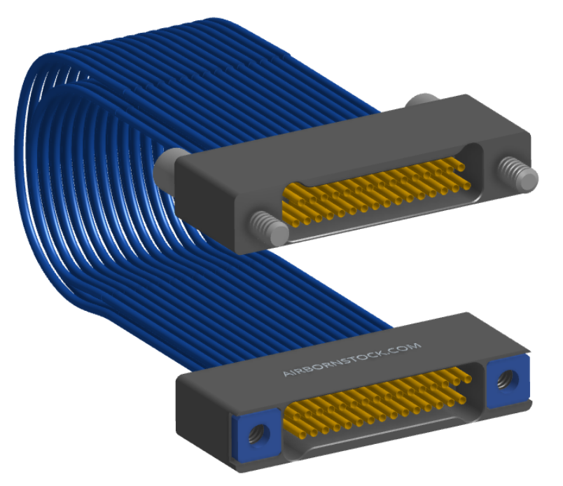 NM-2J4-031-SS1-JRAA - Nano-miniature D-shaped I/O jumper cable with 2 rows and 31 contacts and two turning jackscrews on one receptacle and two threaded holes on the other receptacle.