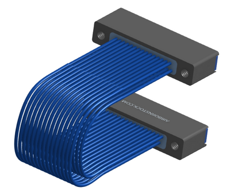 NM-2J5-031-SS1-TTAA - Nano-miniature D-shaped I/O jumper cable with 2 rows and 31 contacts and four threaded holes (2 per connector).