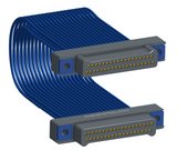 NM-2J5-037-PP1-TTAA - Nano-miniature D-shaped I/O jumper cable with 2 rows and 37 contacts and four threaded holes (2 per connector).