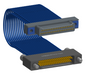NM-2J4-037-PS1-TJAA - Nano-miniature D-shaped I/O jumper cable with 2 rows and 37 contacts and two threaded holes on the plug and two turning jackscrews on the receptacle.