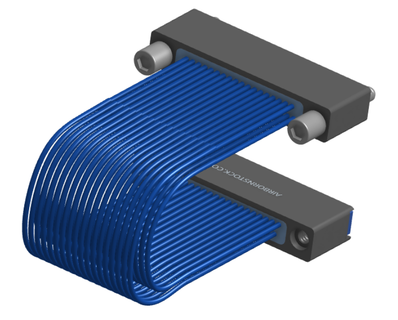 NM-2J5-037-SS1-JRAA - Nano-miniature D-shaped I/O jumper cable with 2 rows and 37 contacts and two turning jackscrews on one receptacle and two threaded holes on the other receptacle.
