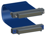 NM-2J5-051-PP1-JPAA - Nano-miniature D-shaped I/O jumper cable with 2 rows and 51 contacts and two turning jackscrews on one plug and two threaded holes on the other plug.