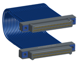 NM-2J5-051-PP1-TTAA - Nano-miniature D-shaped I/O jumper cable with 2 rows and 51 contacts and four threaded holes (2 per connector).