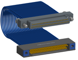 NM-2J5-051-PS1-JTAA - Nano-miniature D-shaped I/O jumper cable with 2 rows and 51 contacts and two turning jackscrews on the plug and two threaded holes on the receptacle.