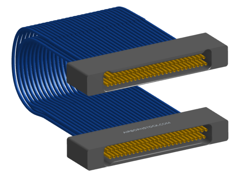 NM-2J2-051-SS1-00AA - Nano-miniature D-shaped I/O jumper cable with 2 rows and 51 contacts and no attachment hardware.