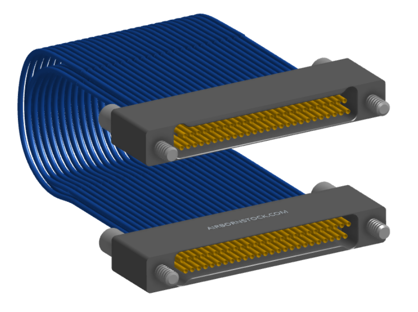 NM-2J2-051-SS1-JJAA - Nano-miniature D-shaped I/O jumper cable with 2 rows and 51 contacts and four turning jackscrews (2 per connector).