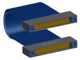 NM-2J5-051-SS1-TTAA - Nano-miniature D-shaped I/O jumper cable with 2 rows and 51 contacts and four threaded holes (2 per connector).