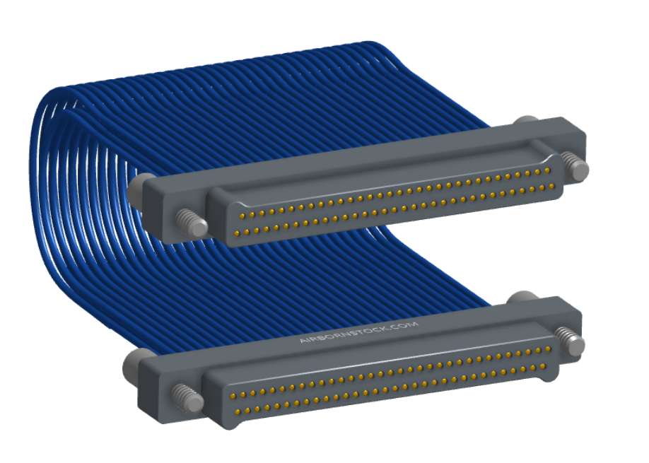 NM-2J2-065-PP1-JJAA - Nano-miniature D-shaped I/O jumper cable with 2 rows and 65 contacts and four turning jackscrews (2 per connector).