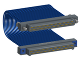 NM-2J5-065-PP1-JPAA - Nano-miniature D-shaped I/O jumper cable with 2 rows and 65 contacts and two turning jackscrews on one plug and two threaded holes on the other plug.