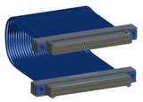 NM-2J5-065-PP1-TTAA - Nano-miniature D-shaped I/O jumper cable with 2 rows and 65 contacts and four threaded holes (2 per connector).