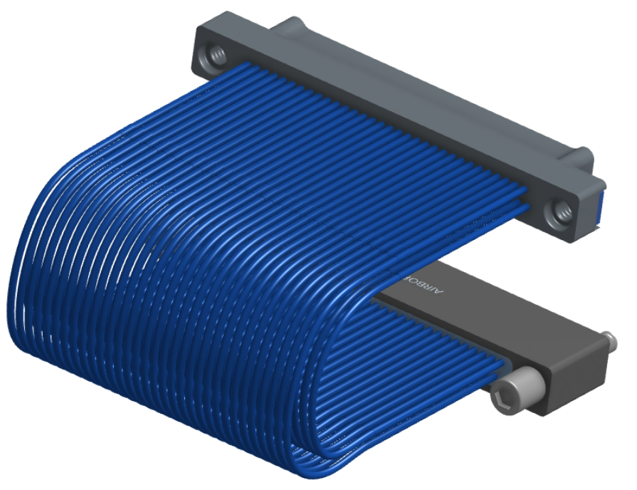 NM-2J5-065-PS1-TJAA - Nano-miniature D-shaped I/O jumper cable with 2 rows and 65 contacts and two threaded holes on the plug and two turning jackscrews on the receptacle.