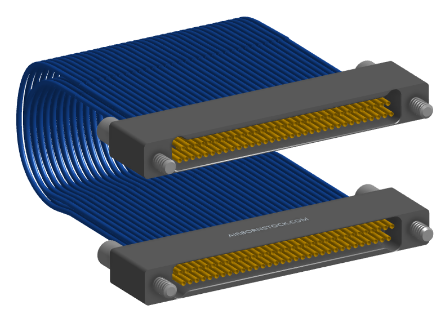 NM-2J2-065-SS1-JJAA - Nano-miniature D-shaped I/O jumper cable with 2 rows and 65 contacts and four turning jackscrews (2 per connector).