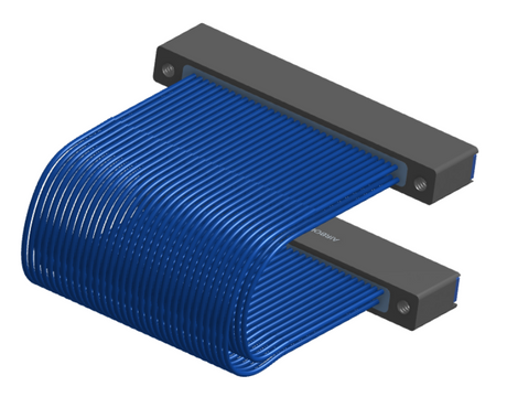 NM-2J5-065-SS1-TTAA - Nano-miniature D-shaped I/O jumper cable with 2 rows and 65 contacts and four threaded holes (2 per connector).