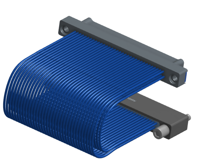 NM-2J5-069-PS1-TJAA - Nano-miniature D-shaped I/O jumper cable with 2 rows and 69 contacts and two threaded holes on the plug and two turning jackscrews on the receptacle.