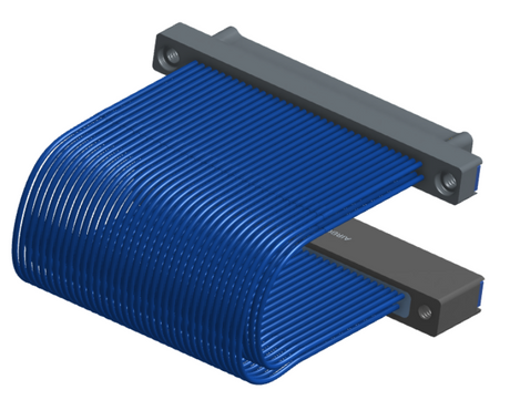 NM-2J5-069-PS1-TTAA - Nano-miniature D-shaped I/O jumper cable with 2 rows and 69 contacts and four threaded holes (2 per connector).