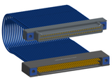 NM-2J5-069-PS1-TTAA - Nano-miniature D-shaped I/O jumper cable with 2 rows and 69 contacts and four threaded holes (2 per connector).