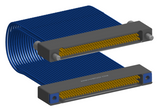 NM-2J5-069-SS1-JRAA - Nano-miniature D-shaped I/O jumper cable with 2 rows and 69 contacts and two turning jackscrews on one receptacle and two threaded holes on the other receptacle.