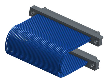 NM-2J5-085-PP1-TTAA - Nano-miniature D-shaped I/O jumper cable with 2 rows and 85 contacts and four threaded holes (2 per connector).