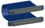 NM-2J5-085-PP1-TTAA - Nano-miniature D-shaped I/O jumper cable with 2 rows and 85 contacts and four threaded holes (2 per connector).