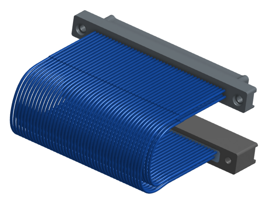 NM-2J5-085-PS1-TTAA - Nano-miniature D-shaped I/O jumper cable with 2 rows and 85 contacts and four threaded holes (2 per connector).