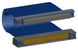 NM-2J5-085-PS1-TTAA - Nano-miniature D-shaped I/O jumper cable with 2 rows and 85 contacts and four threaded holes (2 per connector).