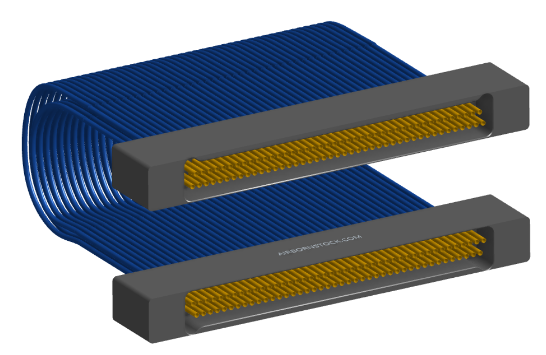 NM-2J2-085-SS1-00AA - Nano-miniature D-shaped I/O jumper cable with 2 rows and 85 contacts and no attachment hardware.