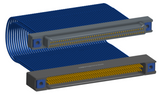 NM-2J5-091-PS1-TTAA - Nano-miniature D-shaped I/O jumper cable with 2 rows and 91 contacts and four threaded holes (2 per connector).
