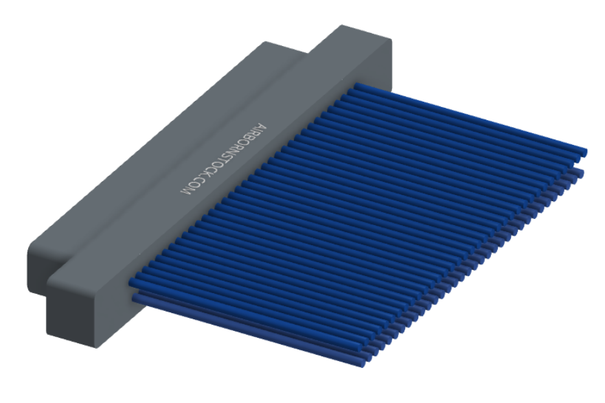 NM-212-069-161-00AA - Nano-miniature D-shaped I/O connector, 2 rows of 69 contacts, and no hardware. (Plug)