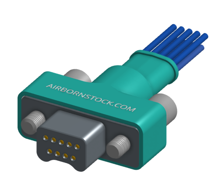 NM-252-009-161-JCAA - Nano-miniature D-shaped I/O connector with a factory installed backshell, 2 rows of 9 contacts, and turning jackscrew attachment hardware. (Plug)