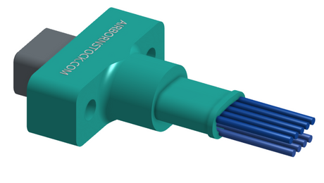 NM-252-009-161-THAA - Nano-miniature D-shaped I/O connector with a factory installed backshell, 2 rows of 9 contacts, and threaded holes for attachment hardware. (PLug)