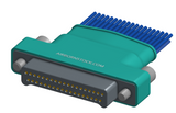 NM-252-037-161-JCAA - Nano-miniature D-shaped I/O connector with a factory installed backshell, 2 rows of 37 contacts, and turning jackscrew attachment hardware. (Plug)