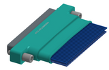 NM-252-069-161-JCAA - Nano-miniature D-shaped I/O connector with a factory installed backshell, 2 rows of 69 contacts, and turning jackscrew attachment hardware. (Plug)