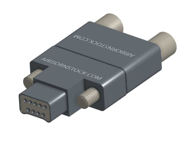 NMCS-2S5-009-PJRT - Nano-D Connector Saver, 9 contacts, titanium body material, and plug with turning jackscrew attachment hardware and receptacle with threaded holes.