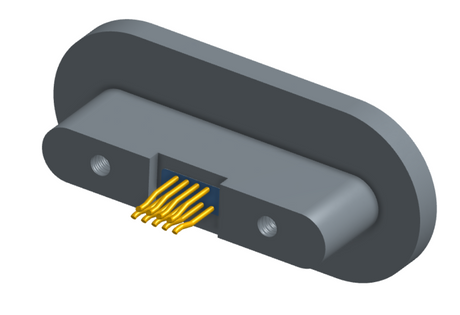 NMRP-224-009-225-TH00 - Nano-miniature D-shaped rear panel mount straddle surface board mount flex connector with fluorosilicone o-ring, 2 rows with 36617 contacts, and threaded holes for attachment hardware. (Receptacle)