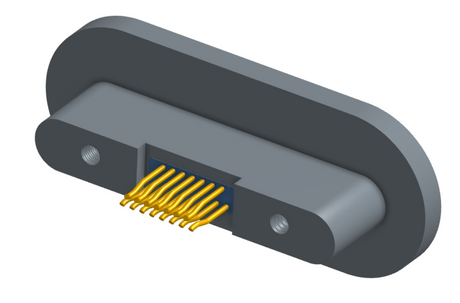 NMRP-224-015-225-TH00 - Nano-miniature D-shaped rear panel mount straddle surface board mount flex connector with fluorosilicone o-ring, 2 rows with 36617 contacts, and threaded holes for attachment hardware. (Receptacle)