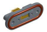 NMRP-224-015-228-TH00-EMI - Nano-miniature D-shaped rear panel mount straddle surface board mount flex connector with EMI o-ring in lieu of fluorosilicone o-ring, 2 rows with 36617 contacts, and threaded holes for attachment hardware. (Receptacle)