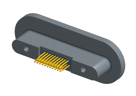 NMRP-224-021-225-TH00 - Nano-miniature D-shaped rear panel mount straddle surface board mount flex connector with fluorosilicone o-ring, 2 rows with 36617 contacts, and threaded holes for attachment hardware. (Receptacle)