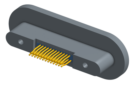 NMRP-224-025-225-TH00 - Nano-miniature D-shaped rear panel mount straddle surface board mount flex connector with fluorosilicone o-ring, 2 rows with 36617 contacts, and threaded holes for attachment hardware. (Receptacle)