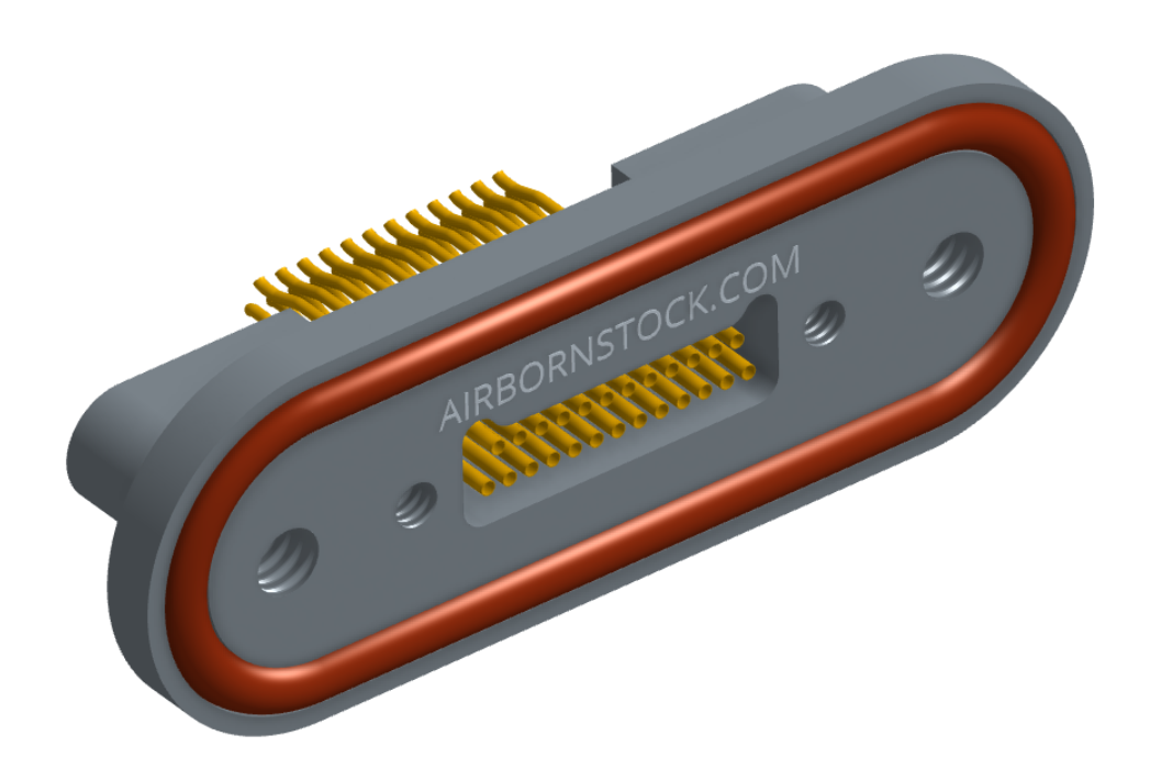 NMRP-224-025-225-TH00-EMI - Nano-miniature D-shaped rear panel mount straddle surface board mount flex connector with EMI o-ring in lieu of fluorosilicone o-ring, 2 rows with 36617 contacts, and threaded holes for attachment hardware. (Receptacle)
