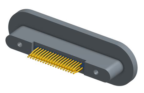 NMRP-224-037-225-TH00 - Nano-miniature D-shaped rear panel mount straddle surface board mount flex connector with fluorosilicone o-ring, 2 rows with 36617 contacts, and threaded holes for attachment hardware. (Receptacle)