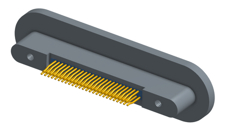 NMRP-224-051-225-TH00 - Nano-miniature D-shaped rear panel mount straddle surface board mount flex connector with fluorosilicone o-ring, 2 rows with 36617 contacts, and threaded holes for attachment hardware. (Receptacle)