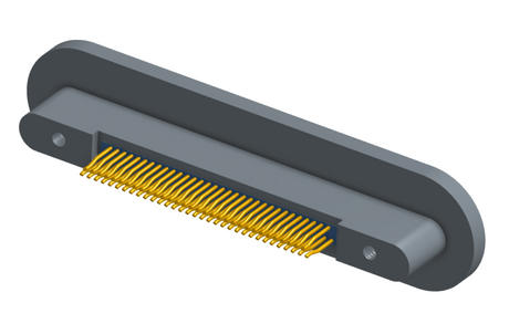 NMRP-224-065-225-TH00 - Nano-miniature D-shaped rear panel mount straddle surface board mount flex connector with fluorosilicone o-ring, 2 rows with 36617 contacts, and threaded holes for attachment hardware. (Receptacle)