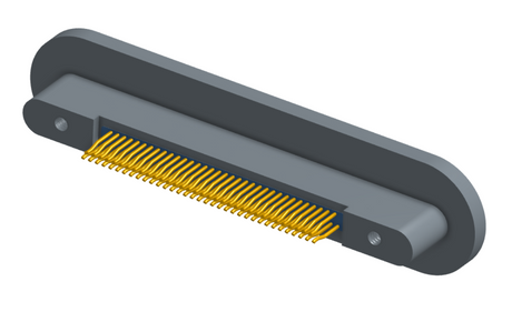 NMRP-224-069-225-TH00 - Nano-miniature D-shaped rear panel mount straddle surface board mount flex connector with fluorosilicone o-ring, 2 rows with 36617 contacts, and threaded holes for attachment hardware. (Receptacle)