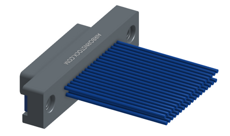 NMSP-215-037-161-THAA - Splashproof Nano-miniature D-shaped I/O connector, 2 rows with 37 contacts, and threaded holes for attachment hardware. (Plug)