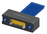 NMSP-225-021-261-THAA - Splashproof Nano-miniature D-shaped I/O connector, 2 rows with 21 contacts, and threaded holes for attachment hardware. (Receptacle)