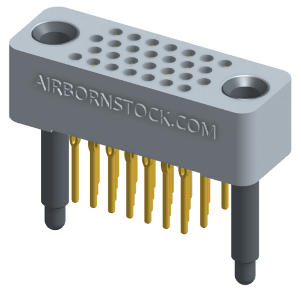 RC422-028-211-4000 - Full profile board-to-board stackable connector, 4 rows and 7 columns (28 total contacts), and guide hardware.