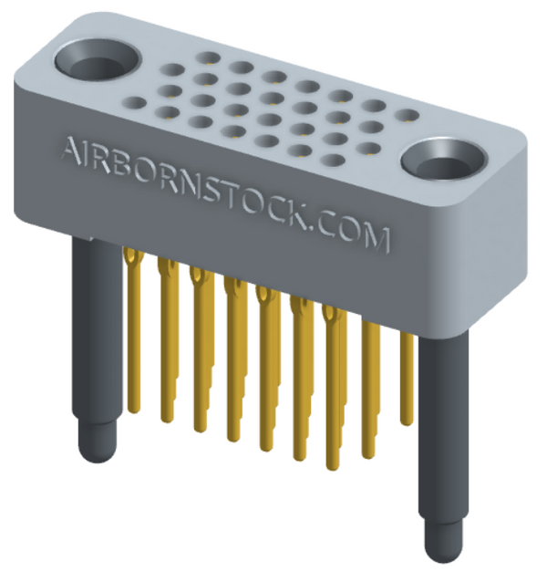 RC422-028-221-41FT - Full profile board-to-board stackable connector, 4 rows and 7 columns (28 total contacts), and guide hardware with female thread.